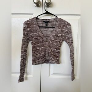 Forever 21 Women’s Small Brown and White Cropped Cardigan